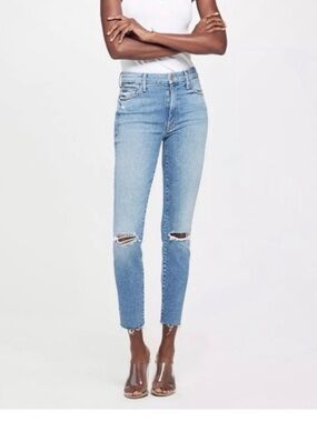 MOTHER High Waisted Looker Fray Ankle Jeans